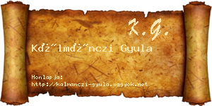 Kálmánczi Gyula névjegykártya